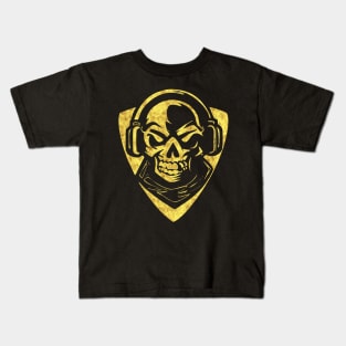 Skull with Headphones Abstract Tribal Tattoo Style Kids T-Shirt